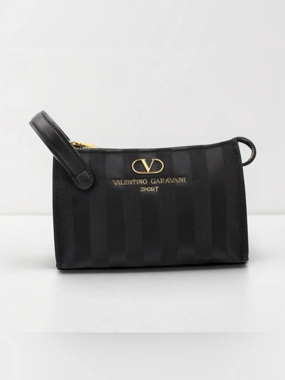 Valentino Garavani Black Nylon Interior Pouch with Gold Logo